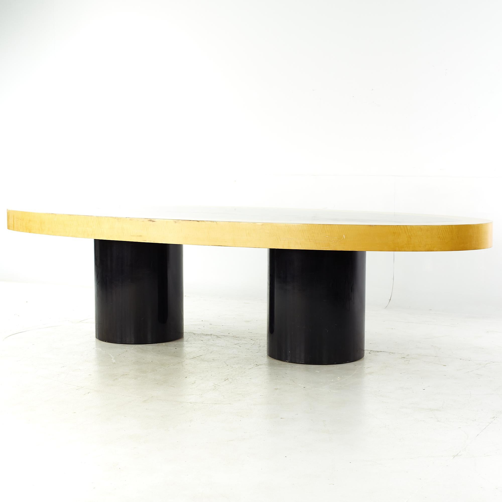 Mid-Century Modern Pace Collection Midcentury Burlwood and Black Lacquer Dining Table For Sale