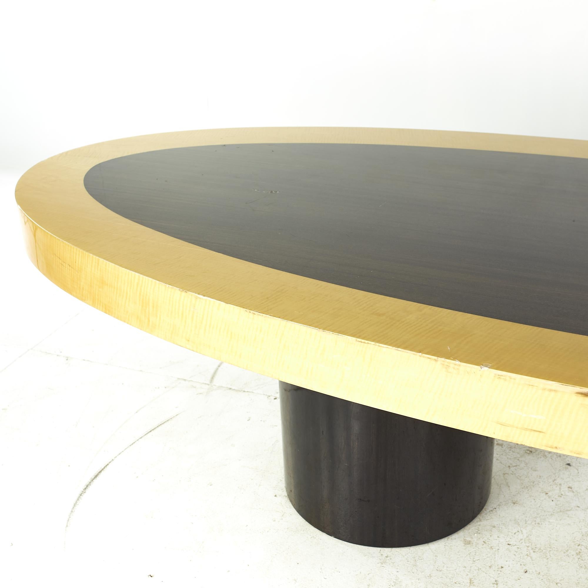 Late 20th Century Pace Collection Midcentury Burlwood and Black Lacquer Dining Table For Sale
