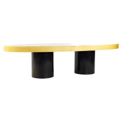 Pace Collection Midcentury Burlwood and Black Lacquer Dining Table