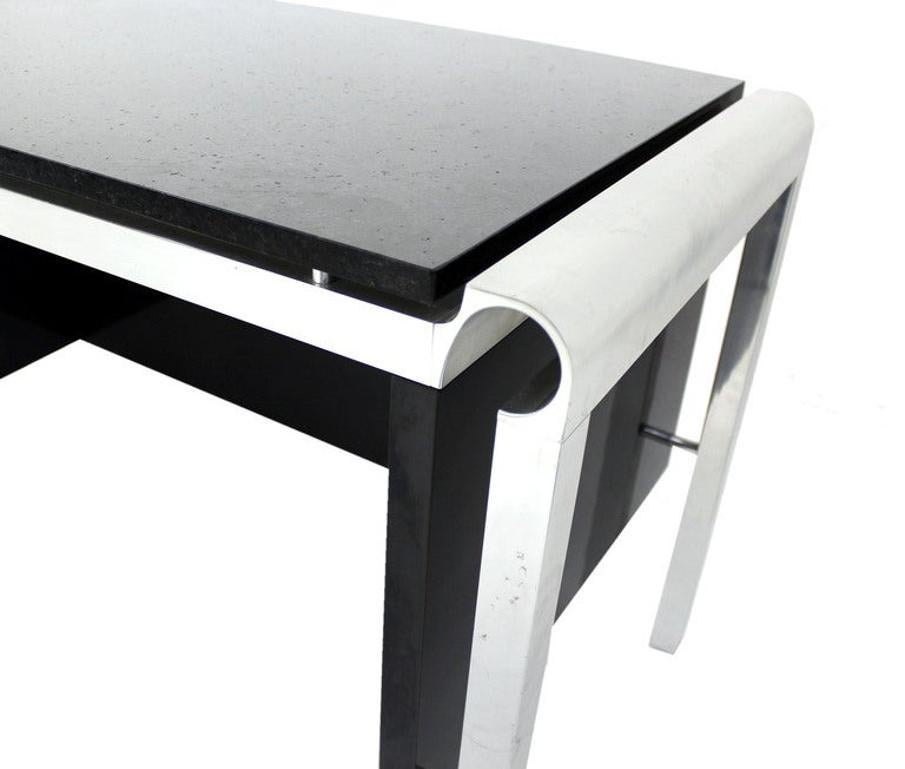 Mid-Century Modern Pace Collection Mid Century Italian Modern Thick Black Marble Granite Top Desk For Sale