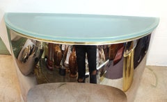 Pace Collection Credenza Demi-Lune moderna di metà secolo in metallo e vetro