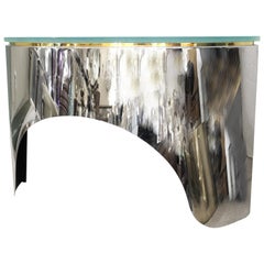Pace Collection Mid-Century Modern Demi-Lune Sideboard in Metal & Glass