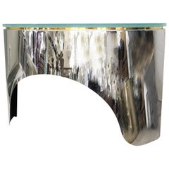 Retro Pace Collection Mid-Century Modern Demi-Lune Sideboard in Metal & Glass