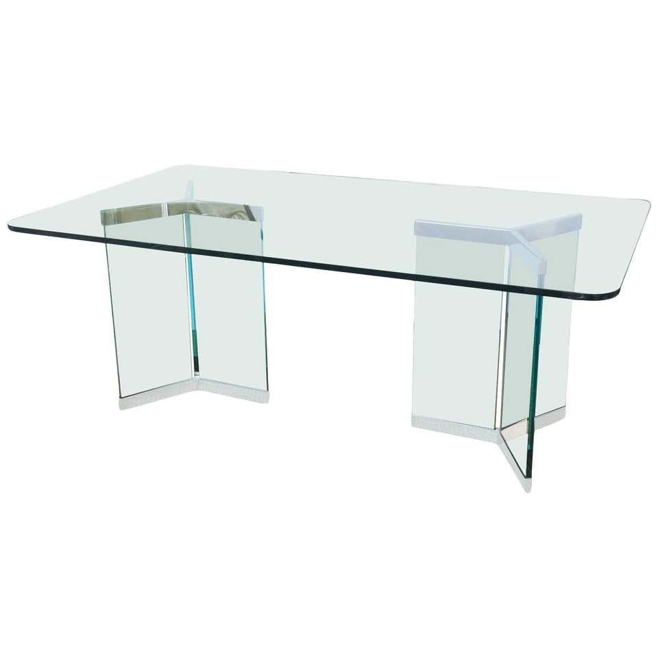 Stainless Steel Pace Collection Model 6060 Dining Table by Irving Rosen