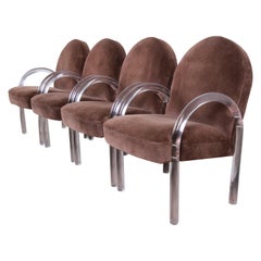 Pace Collection Modern Art Deco Lucite Waterfall Armchairs, Set of Four