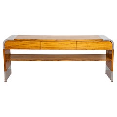 Console moderne en chrome et bois de rose de Pace Collection