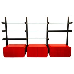 Janet Schwietzer, Pace, Modern Obra Bookshelf, Red Lacquer, Steel, glass, 1990s