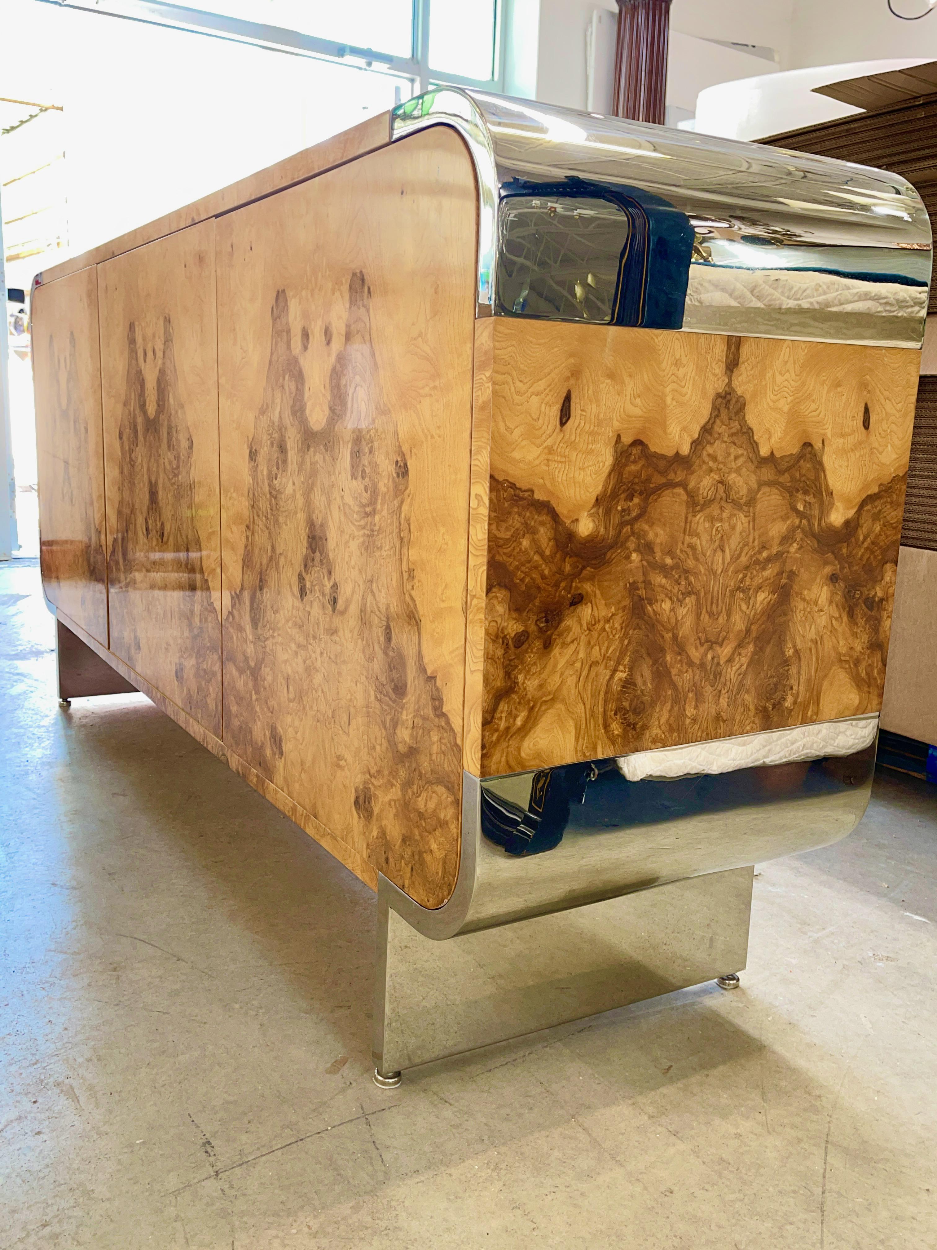 Pace Collection Olive Burl and Chrome Sideboard by Irving Rosen 4