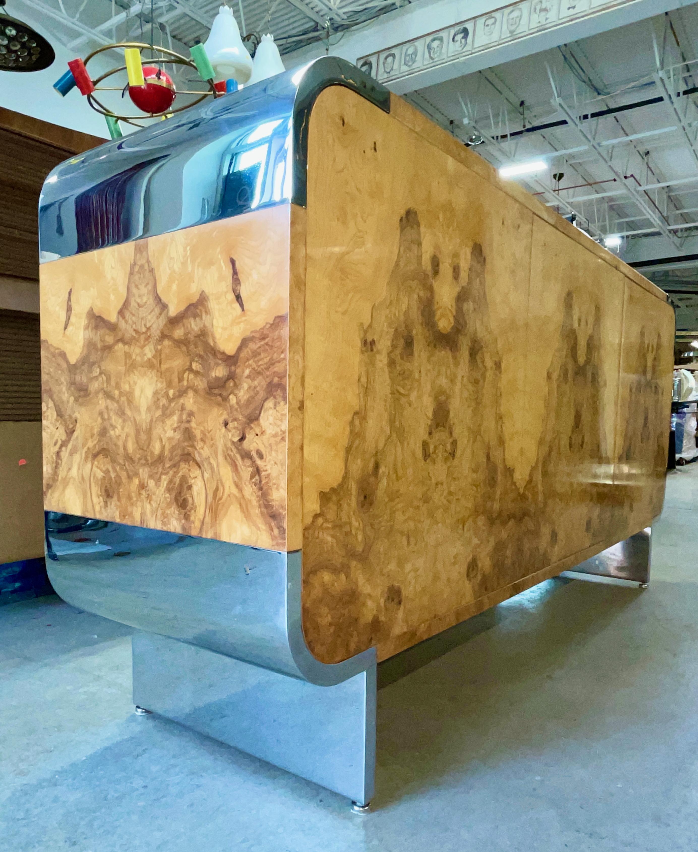 Pace Collection Olive Burl and Chrome Sideboard by Irving Rosen 9