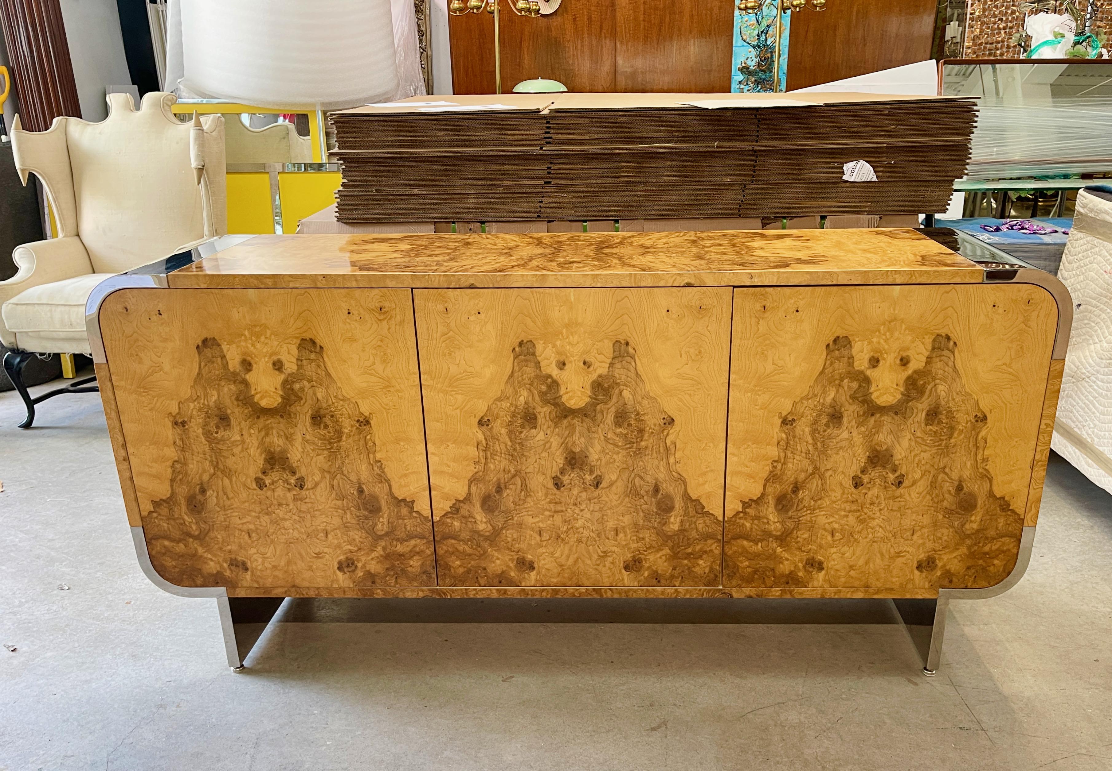 Pace Collection Olive Burl and Chrome Sideboard by Irving Rosen 13