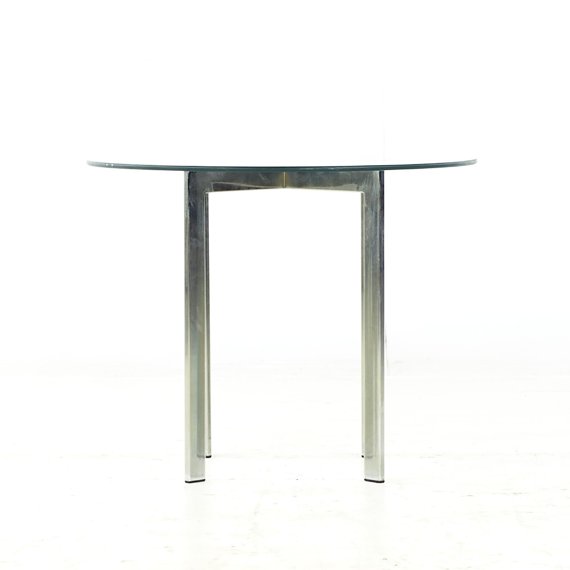 Pace Collection Style midcentury Chrome and glass side table.

This side table measures: 26 wide x 26 deep x 20.75 inches high

All pieces of furniture can be had in what we call restored vintage condition. That means the piece is restored upon