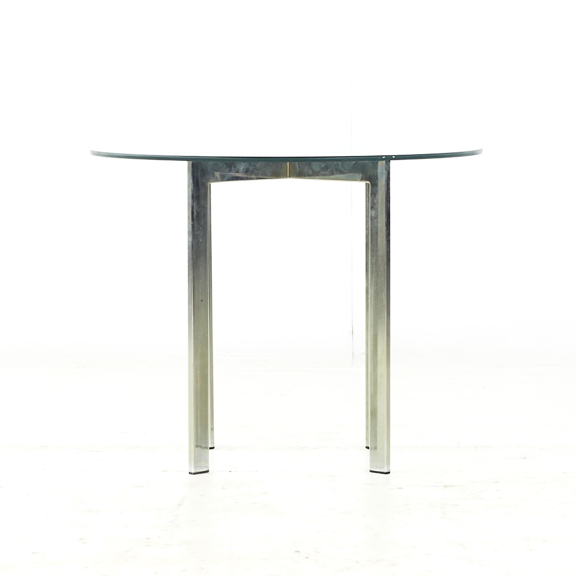 Late 20th Century Pace Collection Style Midcentury Chrome and Glass Side Table For Sale