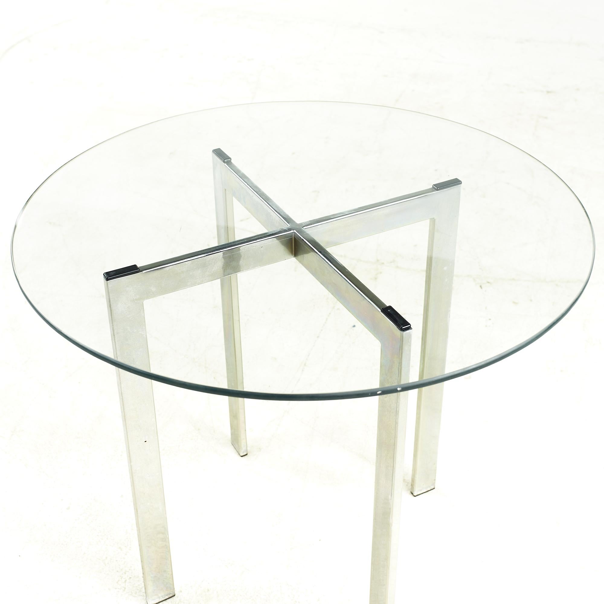 Pace Collection Style Midcentury Chrome and Glass Side Table For Sale 1