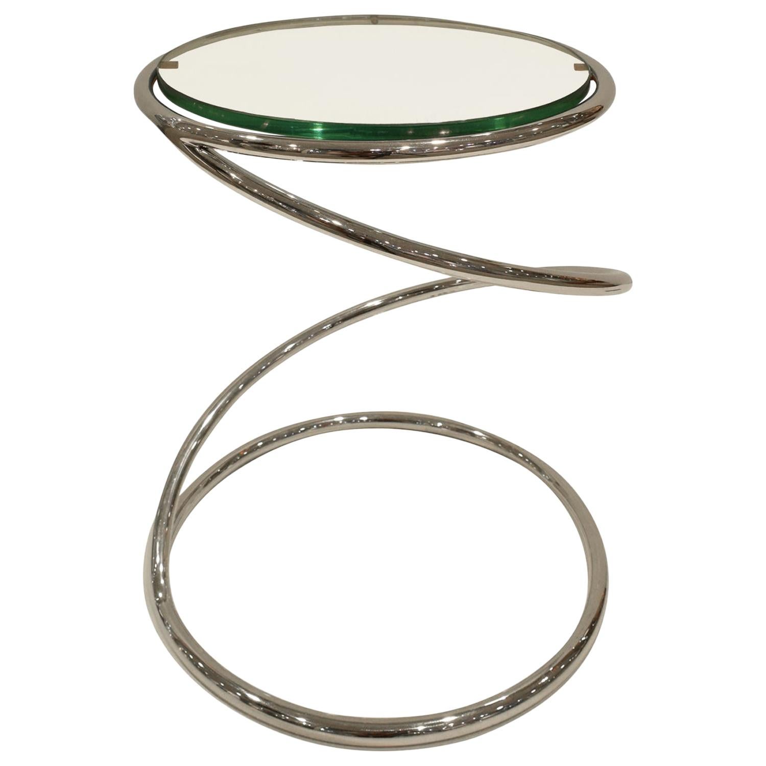 Pace Collection "Swirl Table" in Chrome and Glass, 1970s