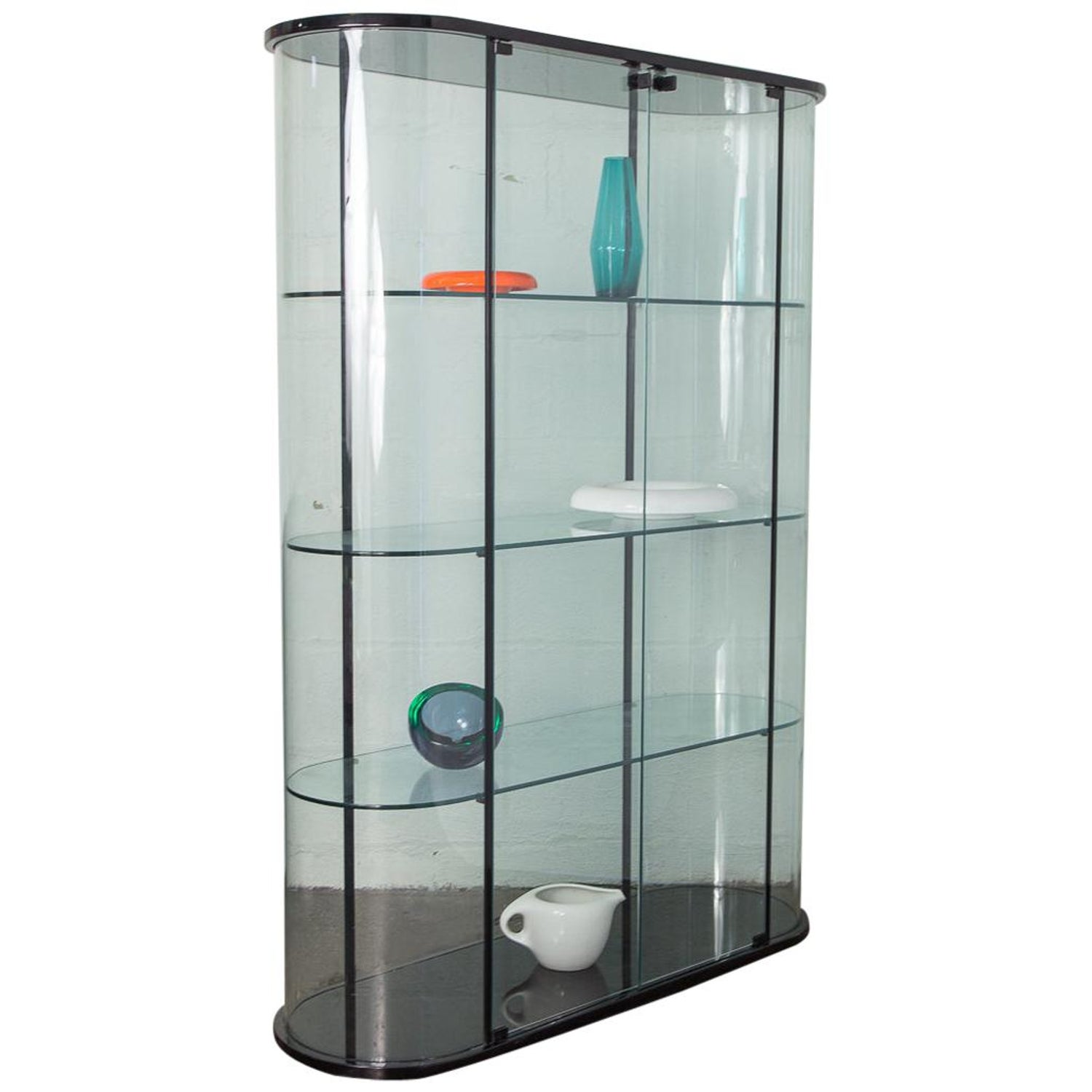 Pace Collection Tall Rounded Glass Cabinet Vitrine For Sale at 1stDibs