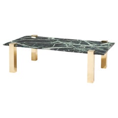 Retro Pace Collection Verde Green Marble and Brass Coffee Table, 1970