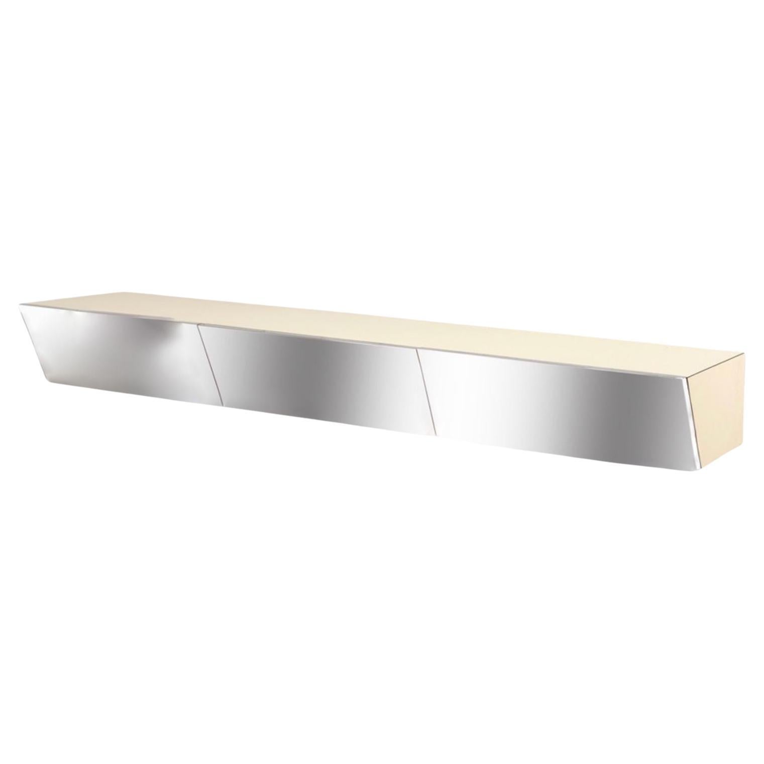 Pace Collection Wall Shelf with Stainless Steel Drawers, 1970 For Sale