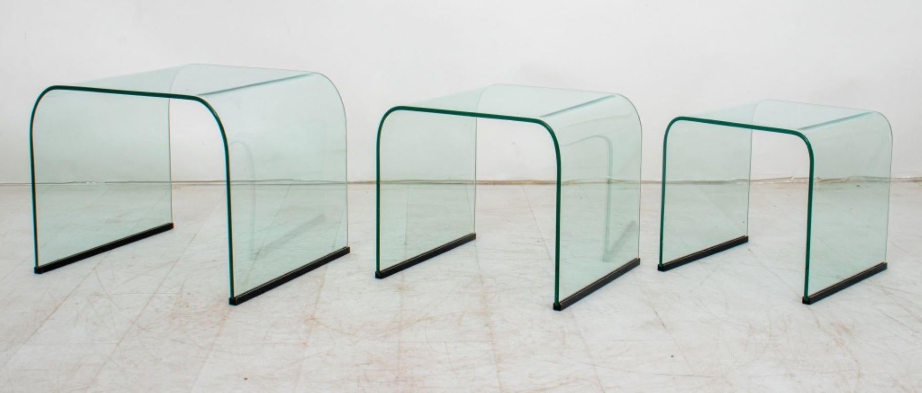 Modern Pace Collection Waterfall Glass Tables by Fiam, 3 For Sale