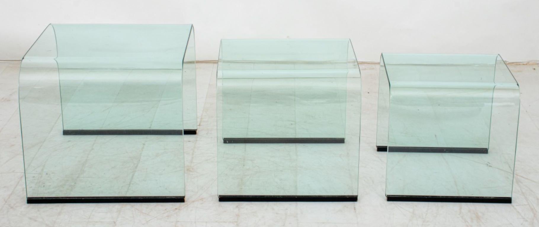 Italian Pace Collection Waterfall Glass Tables by Fiam, 3 For Sale