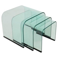 Vintage Pace Collection Waterfall Glass Tables by Fiam, 3