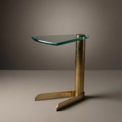Pace Collection Wedge Accent Side Table by Leon Rosen in Brass & Glass