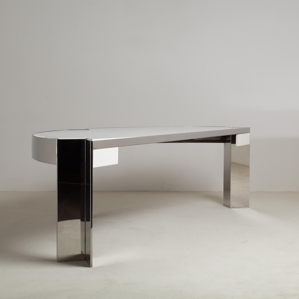 Late 20th Century Pace Designed Chromium Steel and Ivory Lacquer Desk, 1970s