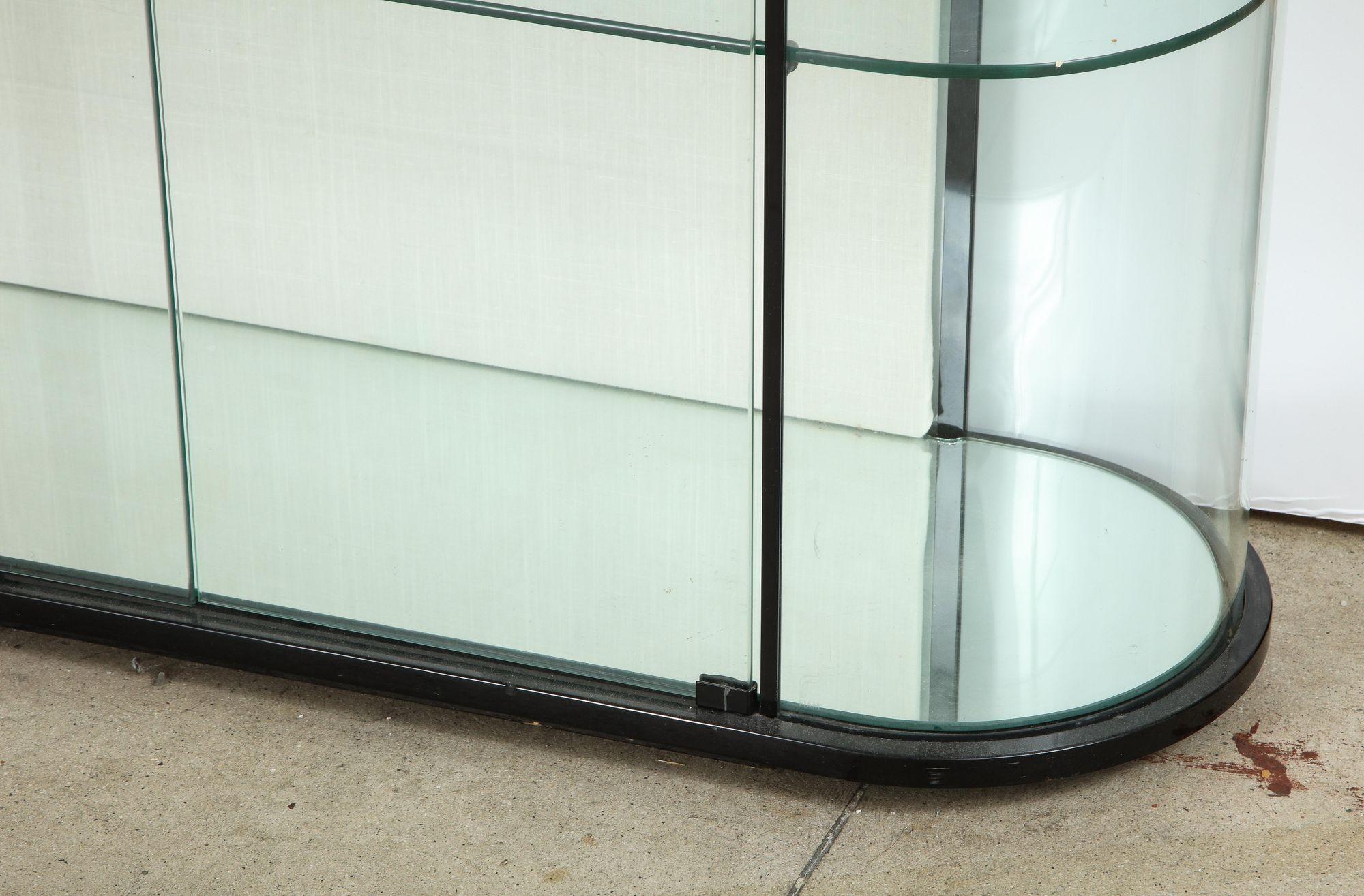 oval glass display cabinet