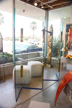 Pace Five-Panel Glass and Brass Hinge Room Divider or Screen