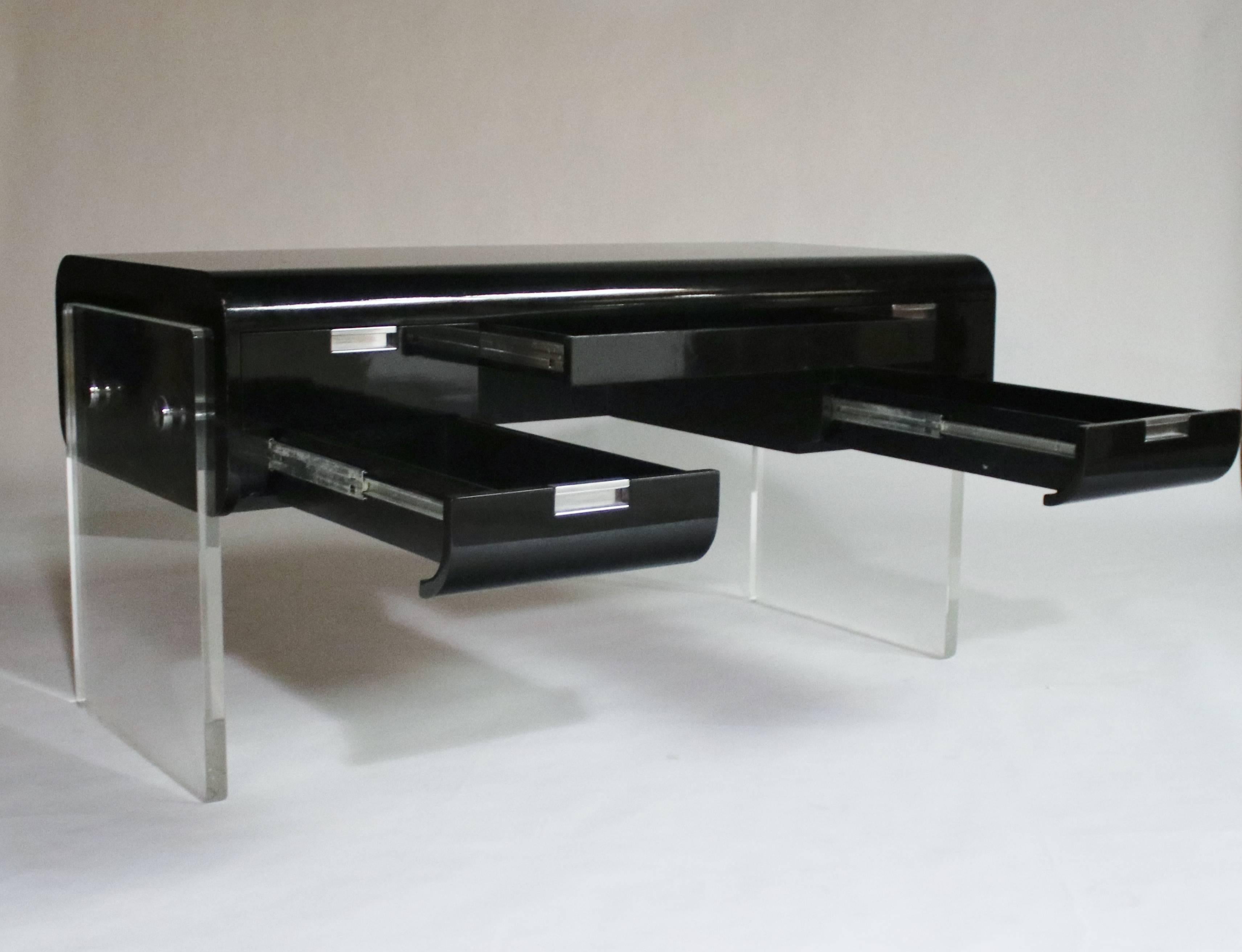 Late 20th Century Pace Floating Desk on Lucite Frame