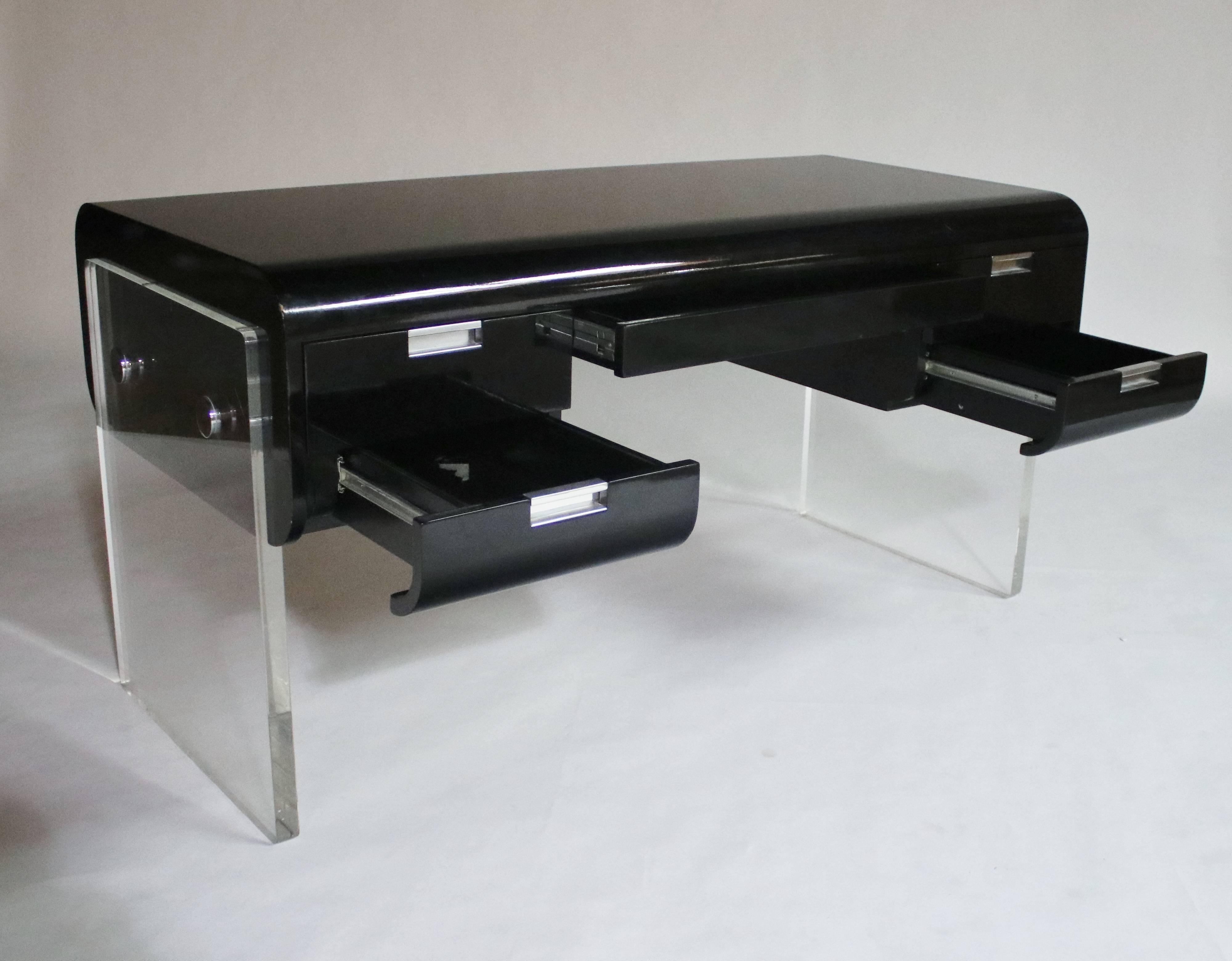 Wood Pace Floating Desk on Lucite Frame