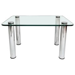 Pace Glass and Chrome Midcentury End Table or Coffee Table