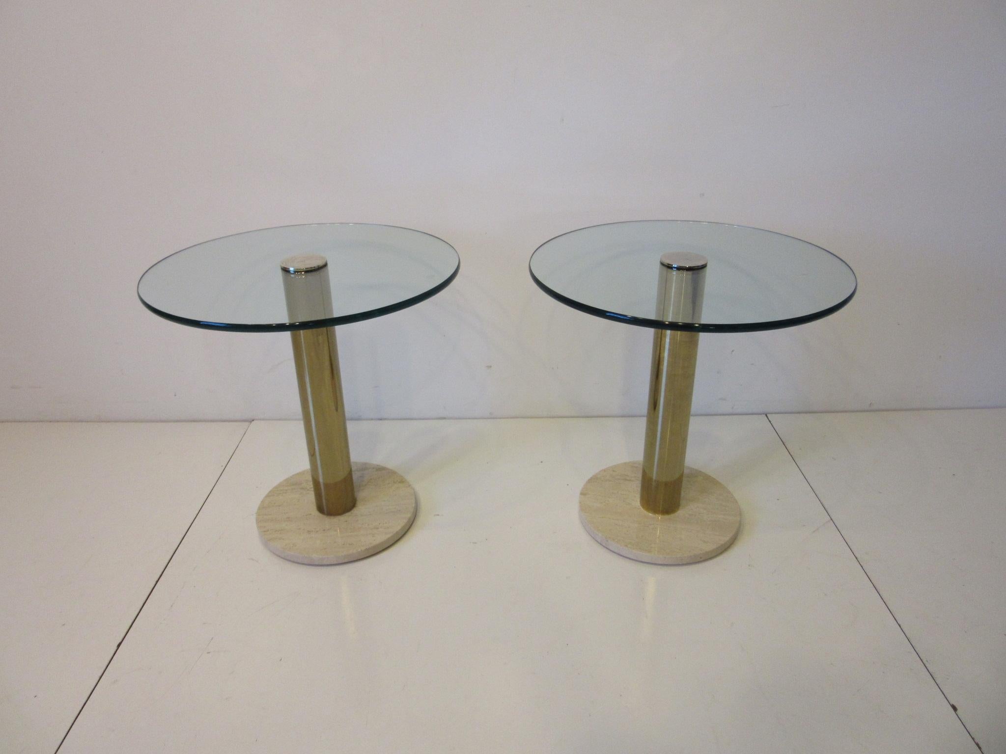 Pace Glass / Marble and Brass Italian Styled Side Tables 4
