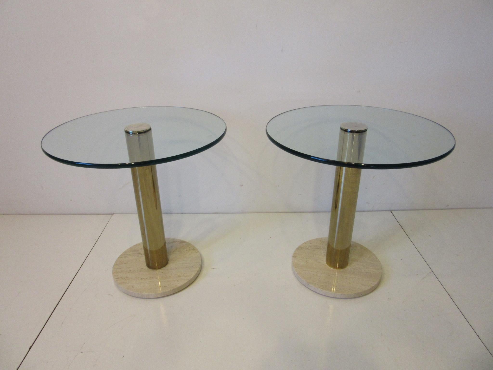 Pace Glass / Marble and Brass Italian Styled Side Tables 5