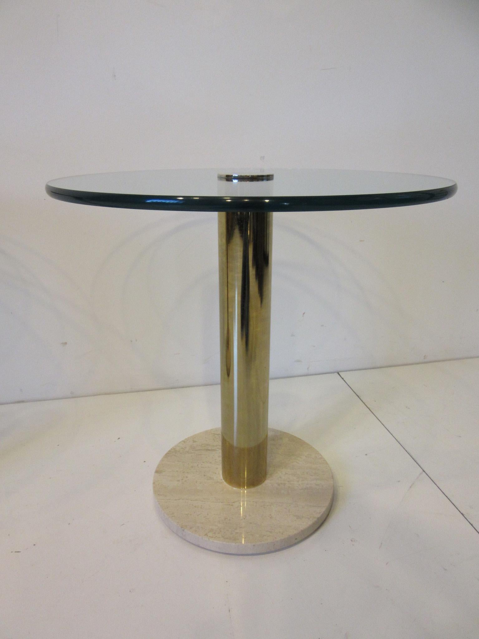 20th Century Pace Glass / Marble and Brass Italian Styled Side Tables