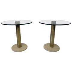 Pace Glass / Marble and Brass Italian Styled Side Tables
