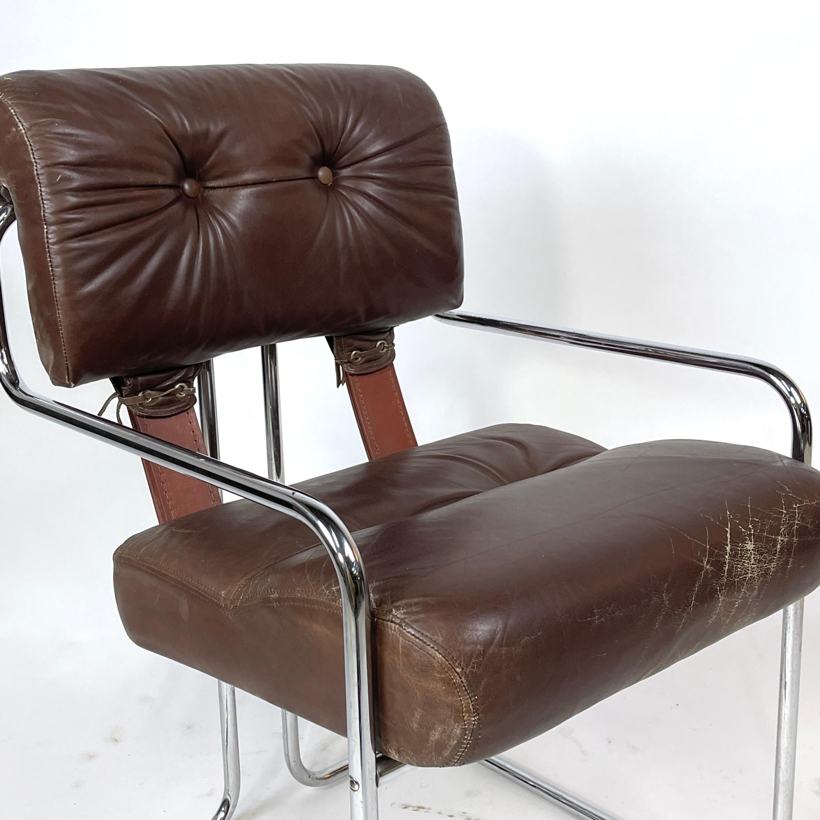 Pace Guido Faleschini 'Tucroma' Sculptural Leather & Chrome Chair Postmodern 8