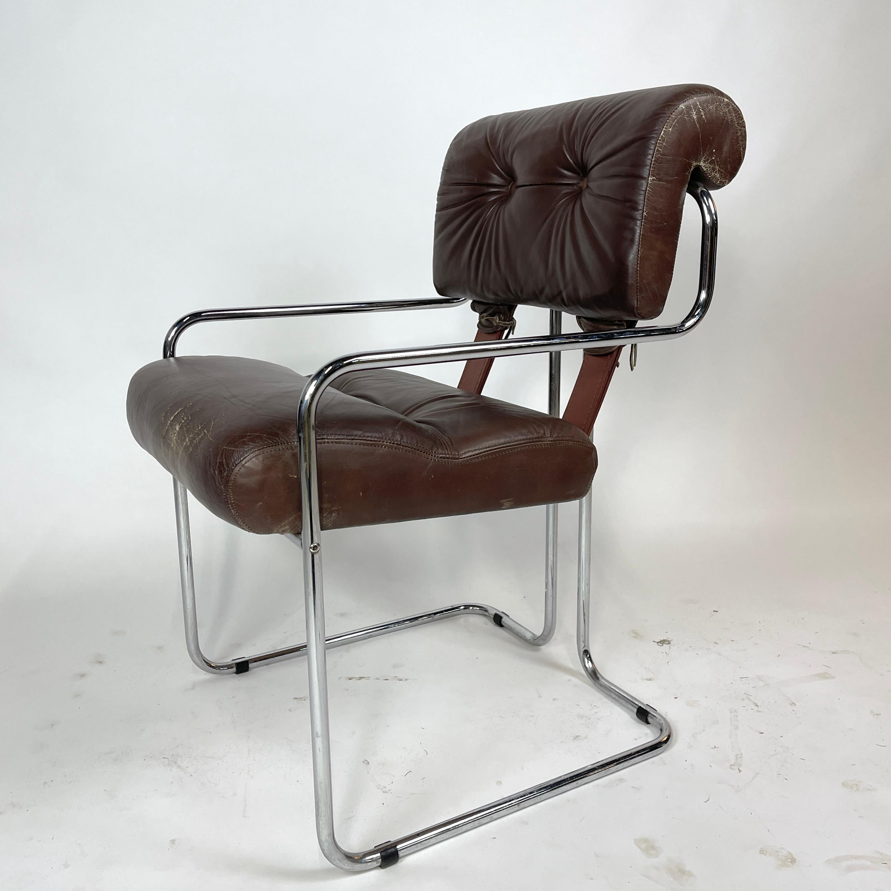 Pace Guido Faleschini 'Tucroma' Sculptural Leather & Chrome Chair Postmodern 2