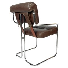Pace Guido Faleschini 'Tucroma' Sculptural Leather & Chrome Chair Postmodern