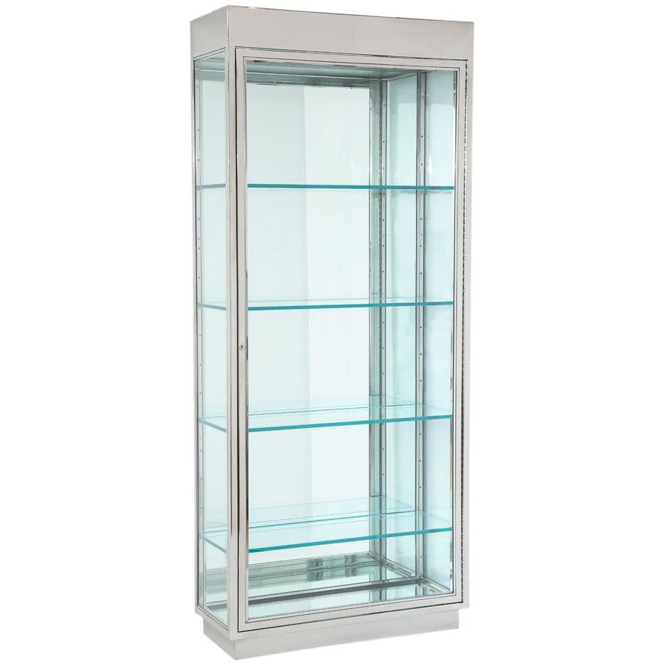 Pace Illuminated Vitrine, Stainless Steel, Glass and Mirror For Sale at 1stDibs glass vitrine