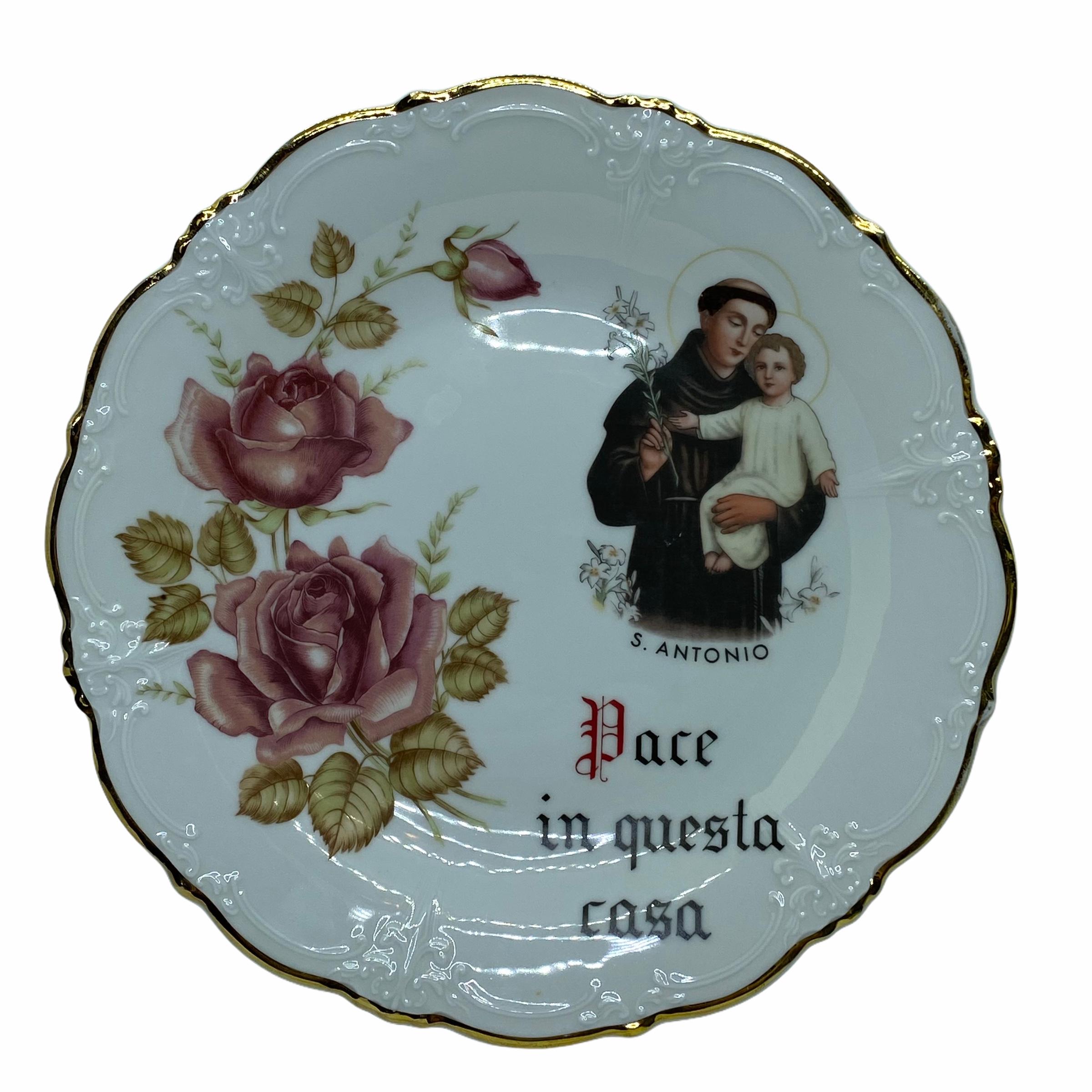 Pace in Questa Casa Holy San Antonio Porcelain Plate Tirschenreuth Germany For Sale 1