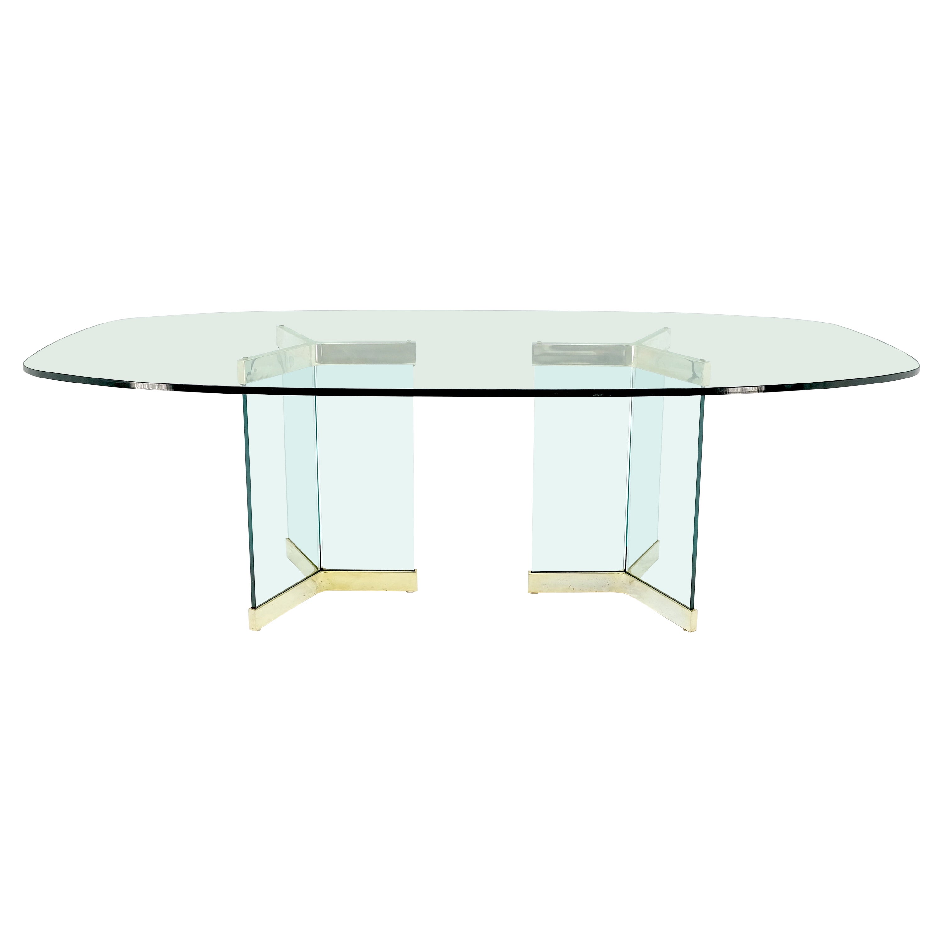 Pace Mesa de Conferencia de Doble Pedestal con Tablero de Cristal 3/4" en Forma de Barco
