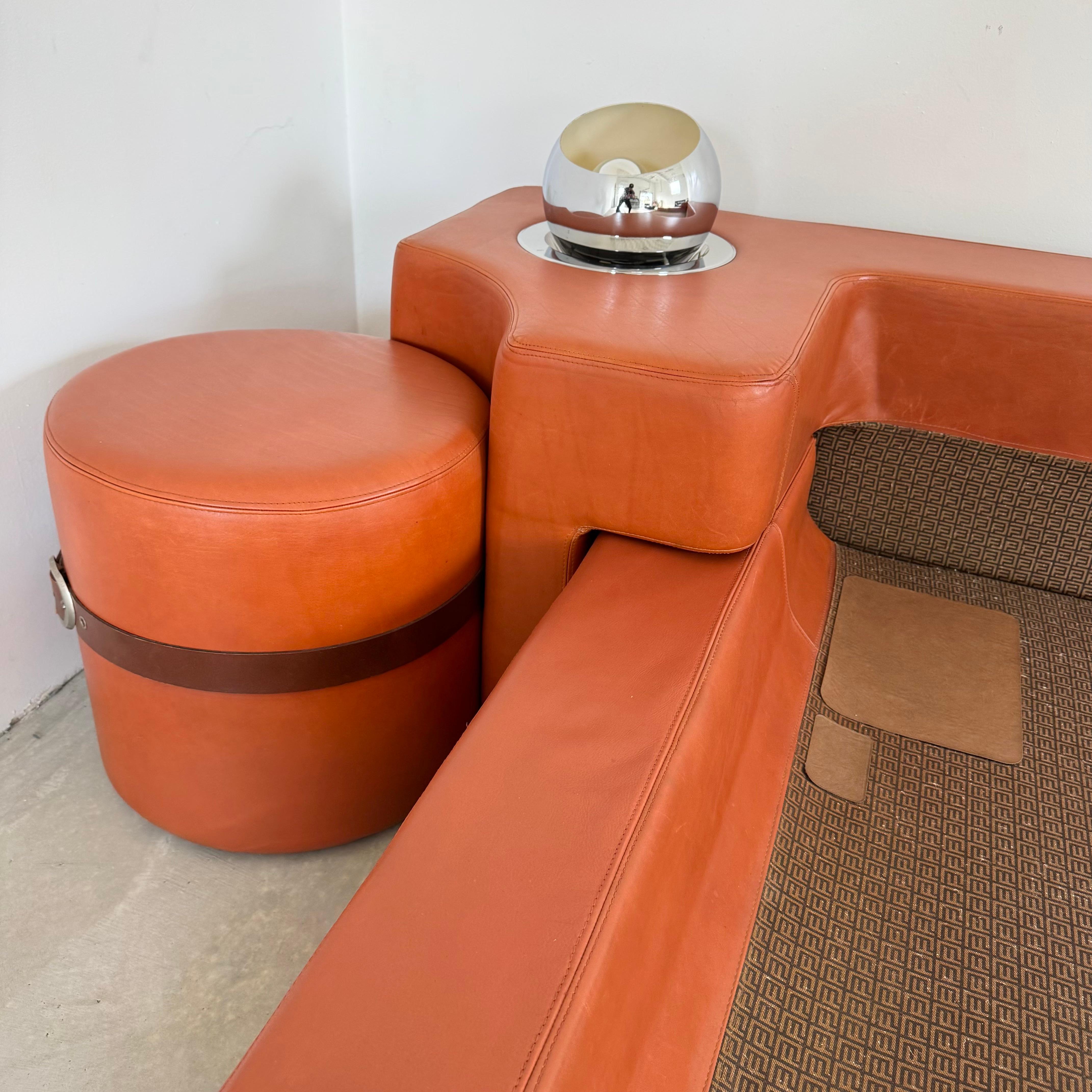 Cama de matrimonio de cuero Pace de Guido Faleschini, Italia, años 70 Cuero