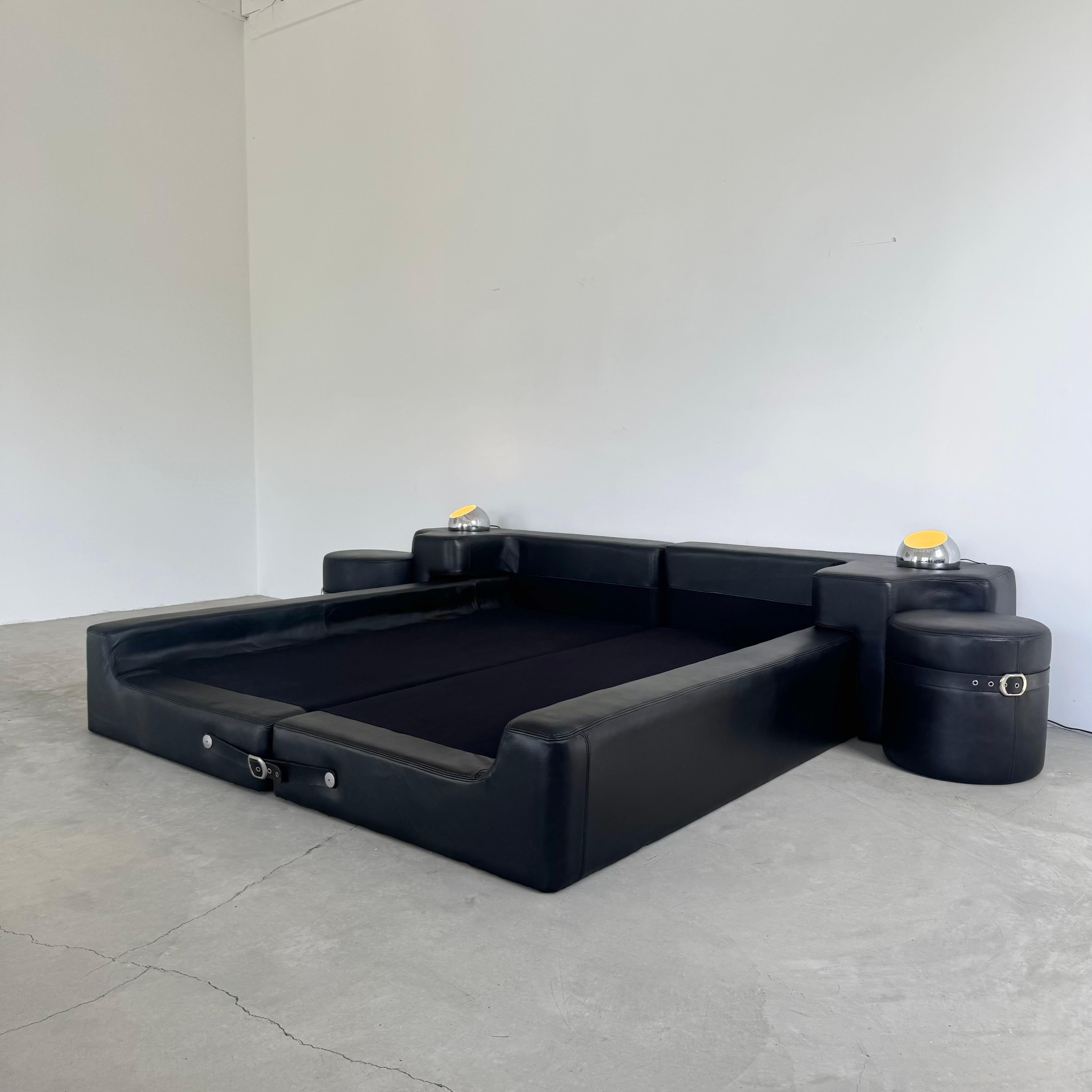Cuir Pace Leather Queen Bed by Guido Faleschini, 1970 Italie en vente