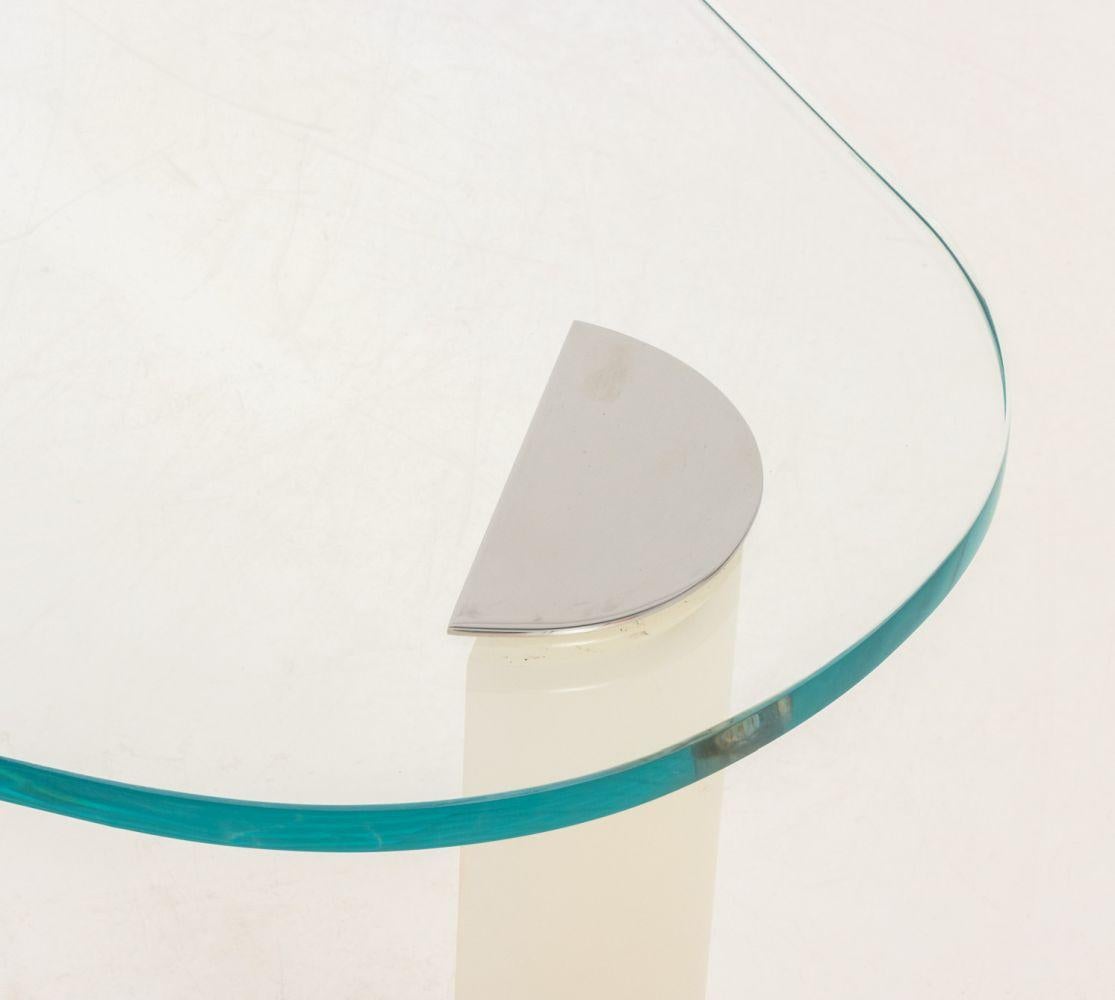 Pace Lucite and Glass Triangular Coffee Table In Good Condition For Sale In Astoria, NY