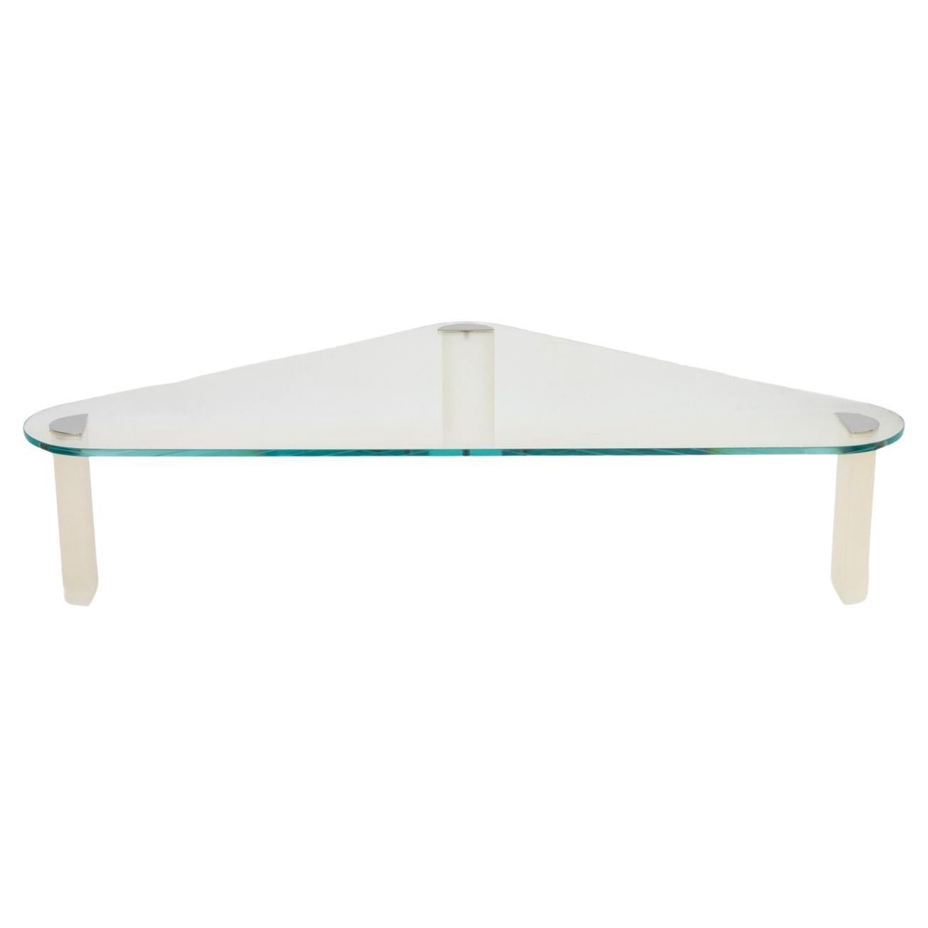 Pace Lucite and Glass Triangular Coffee Table
