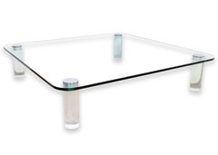 Pace Massive Lucite and Chrome Contemporary Modern Rounded Square Coffee Table