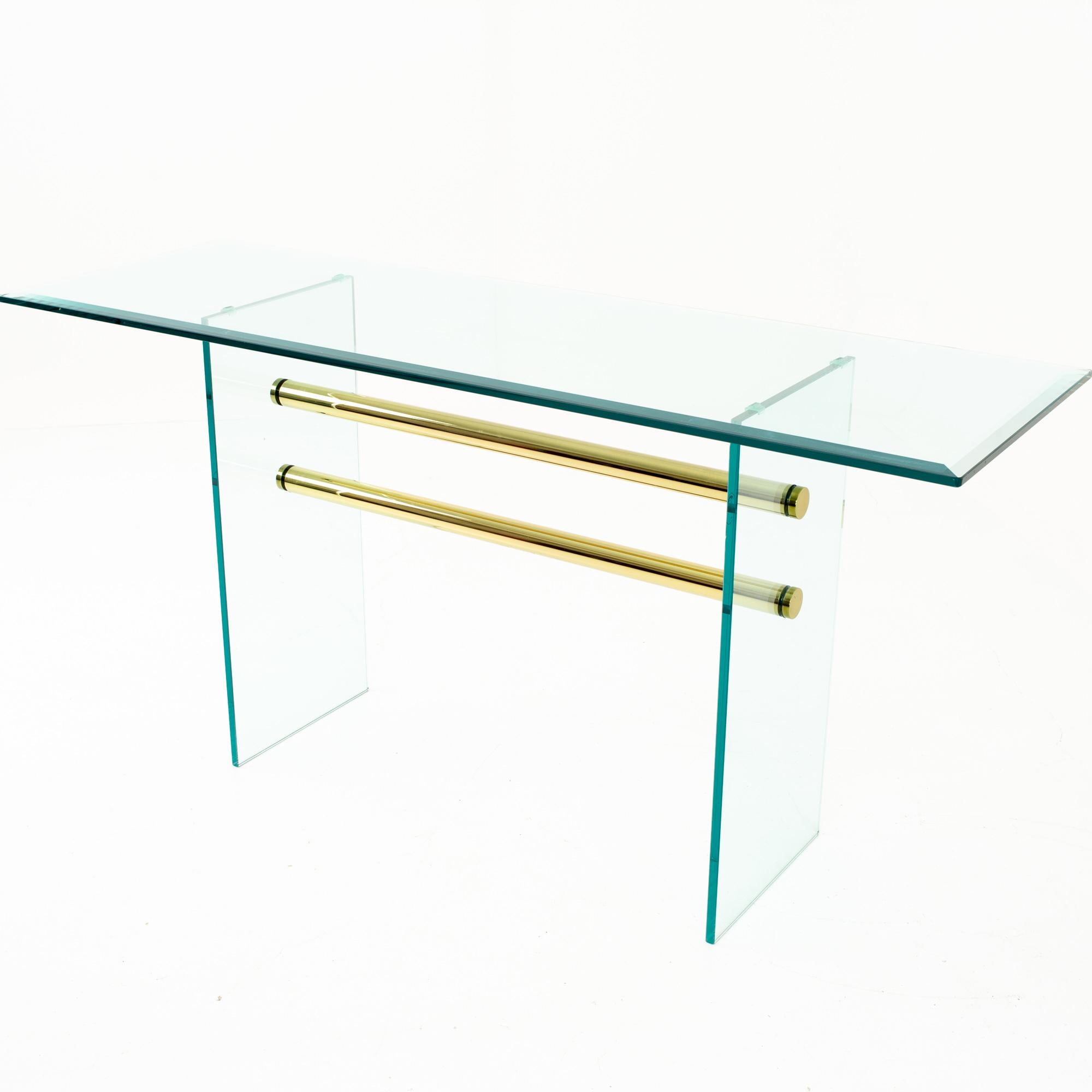 Mid-Century Modern Pace Mid Century Brass and Glass Coffee Sofa Table For Sale