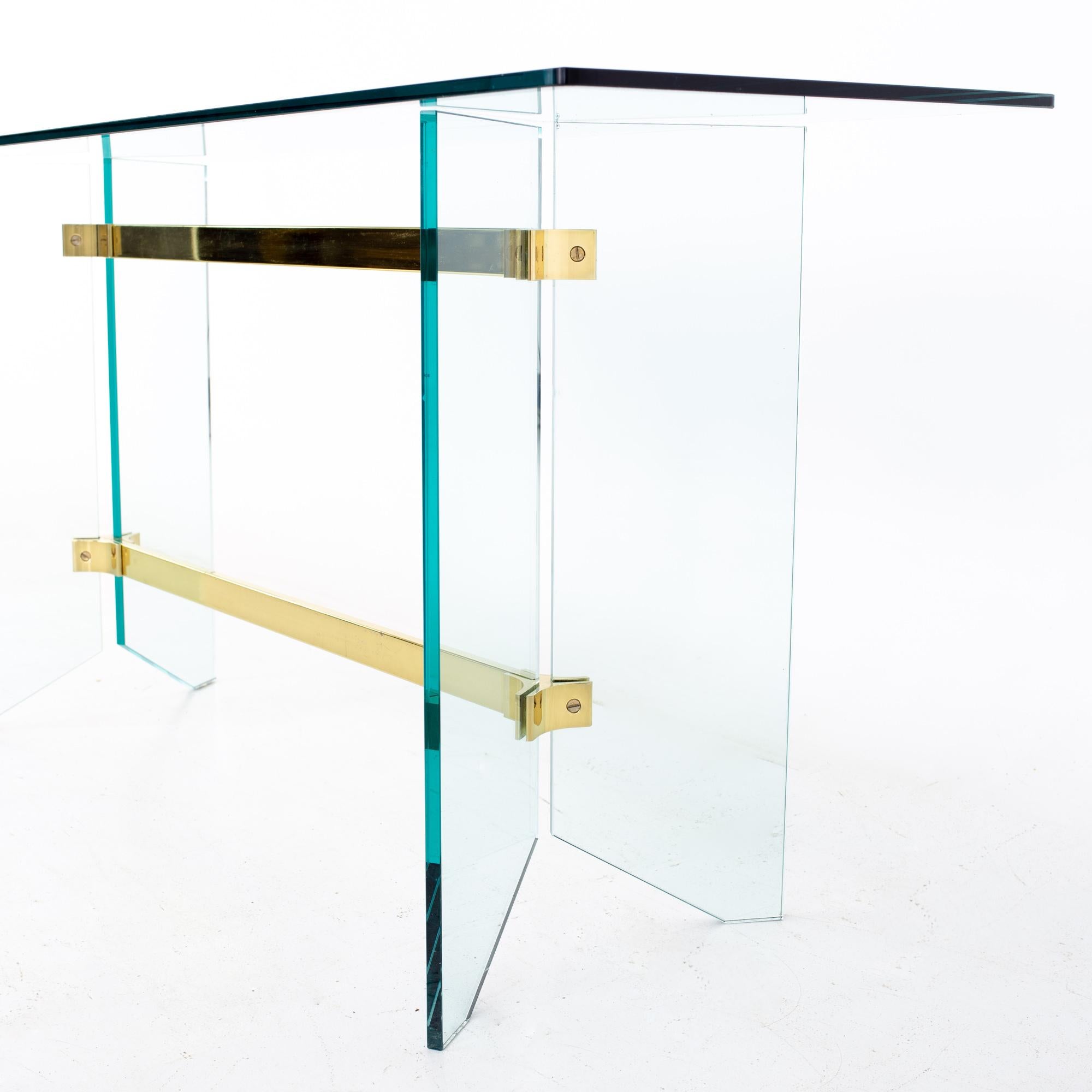 Mid-Century Modern Pace Mid Century Brass and Glass Foyer Entry Console Table For Sale