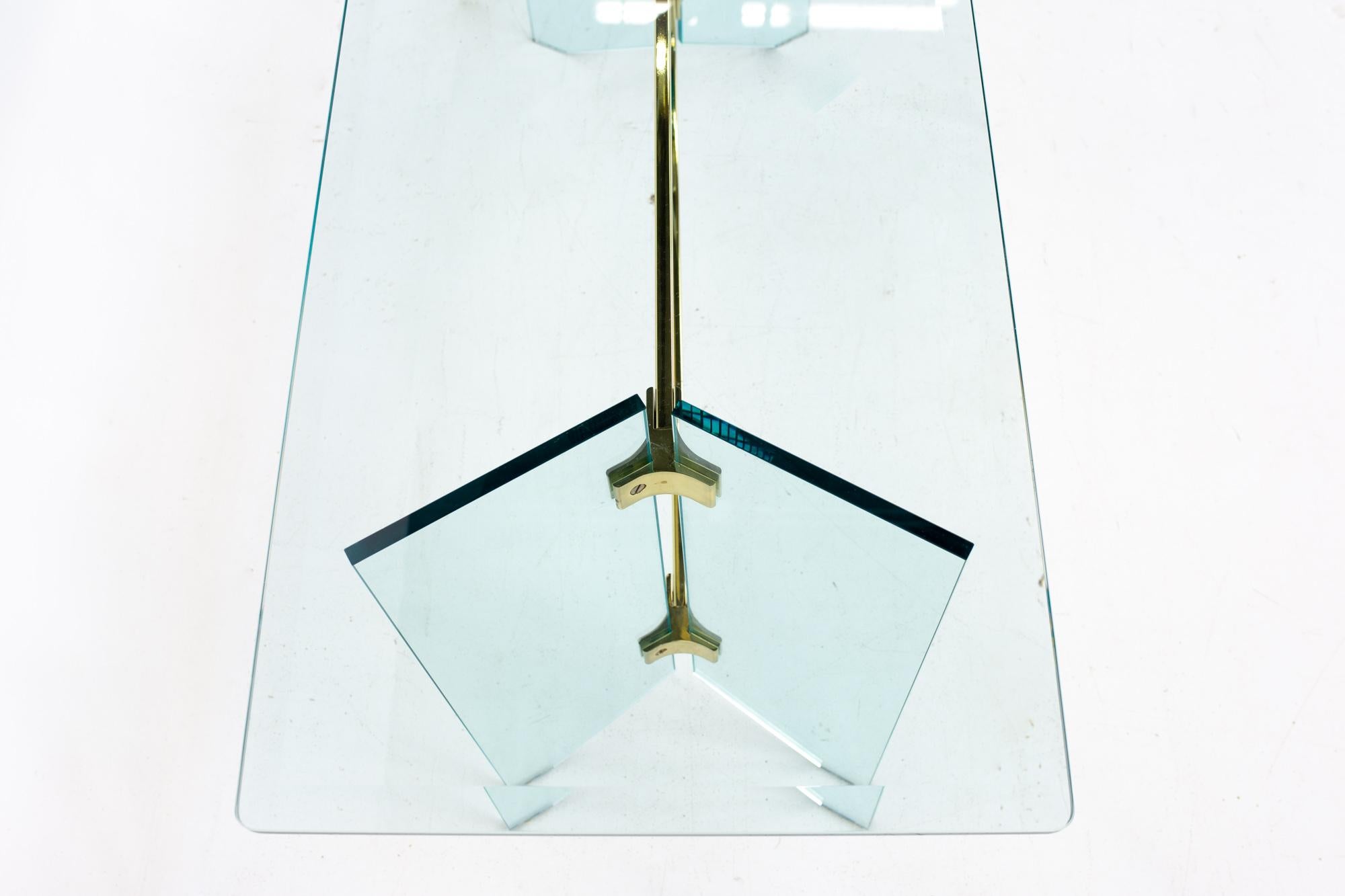 Late 20th Century Pace Mid Century Brass and Glass Foyer Entry Console Table For Sale