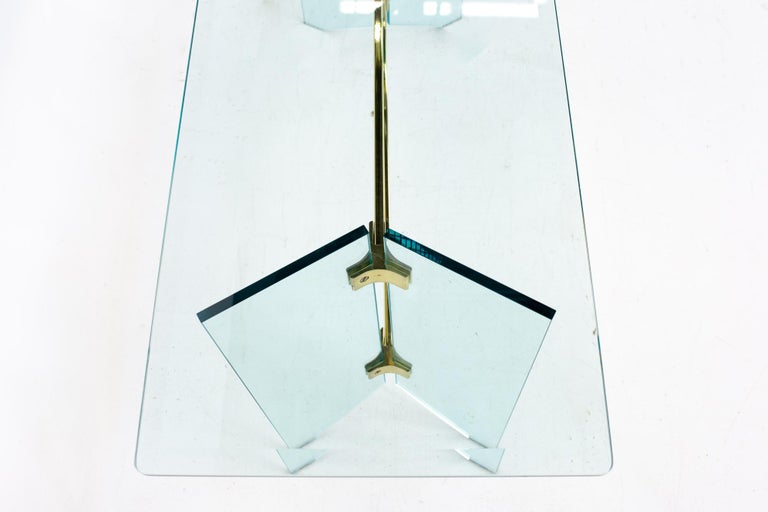 Pace Mid Century Brass and Glass Foyer Entry Console Table For Sale 2